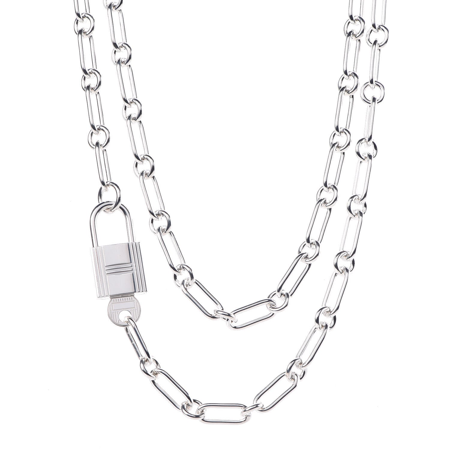 Hermes Sterling Silver GM Alphakelly Necklace 1 of 6