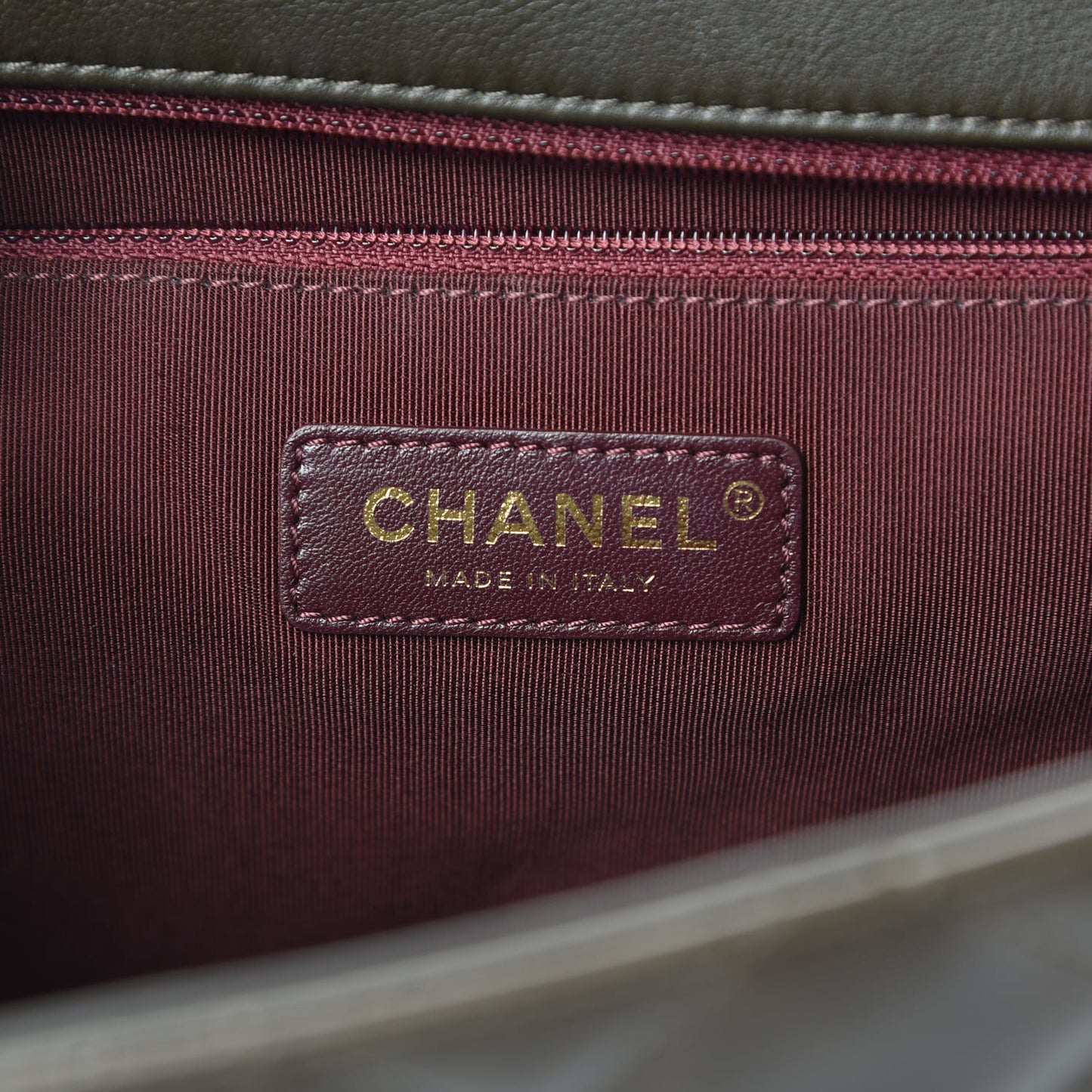 Glazed Calfskin Quilted Large Gold Bar Top Handle Flap Dark Grey