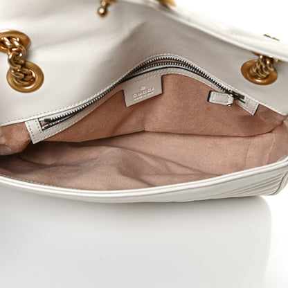 Gucci Calfskin Matelasse Small GG Marmont Shoulder Bag White 5 of 11