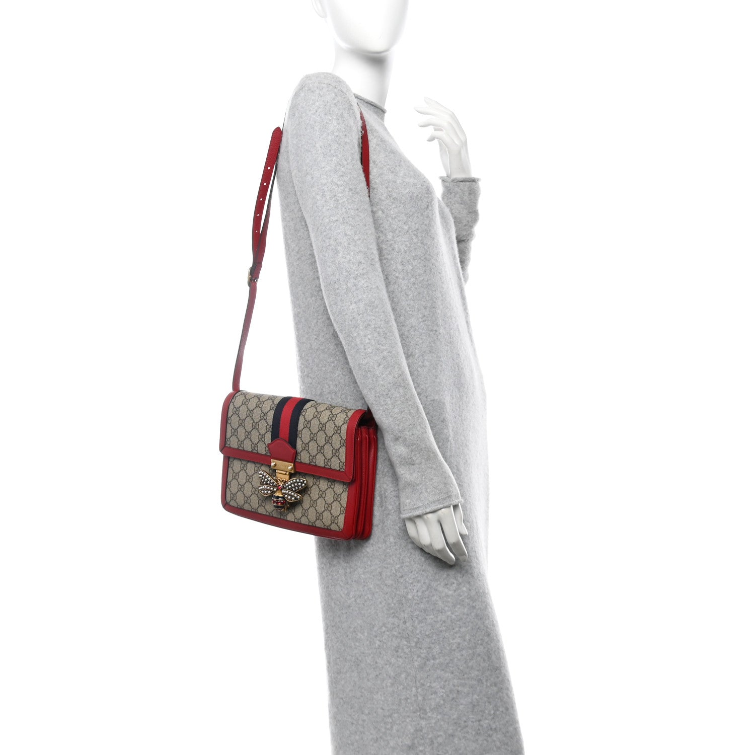 Gucci GG Supreme Monogram Medium Queen Margaret Shoulder Bag Red 2 of 10