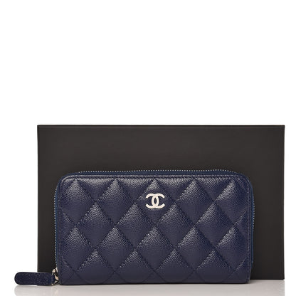 Chanel Caviar Quilted Medium Zip Around Wallet Navy 6 of 9