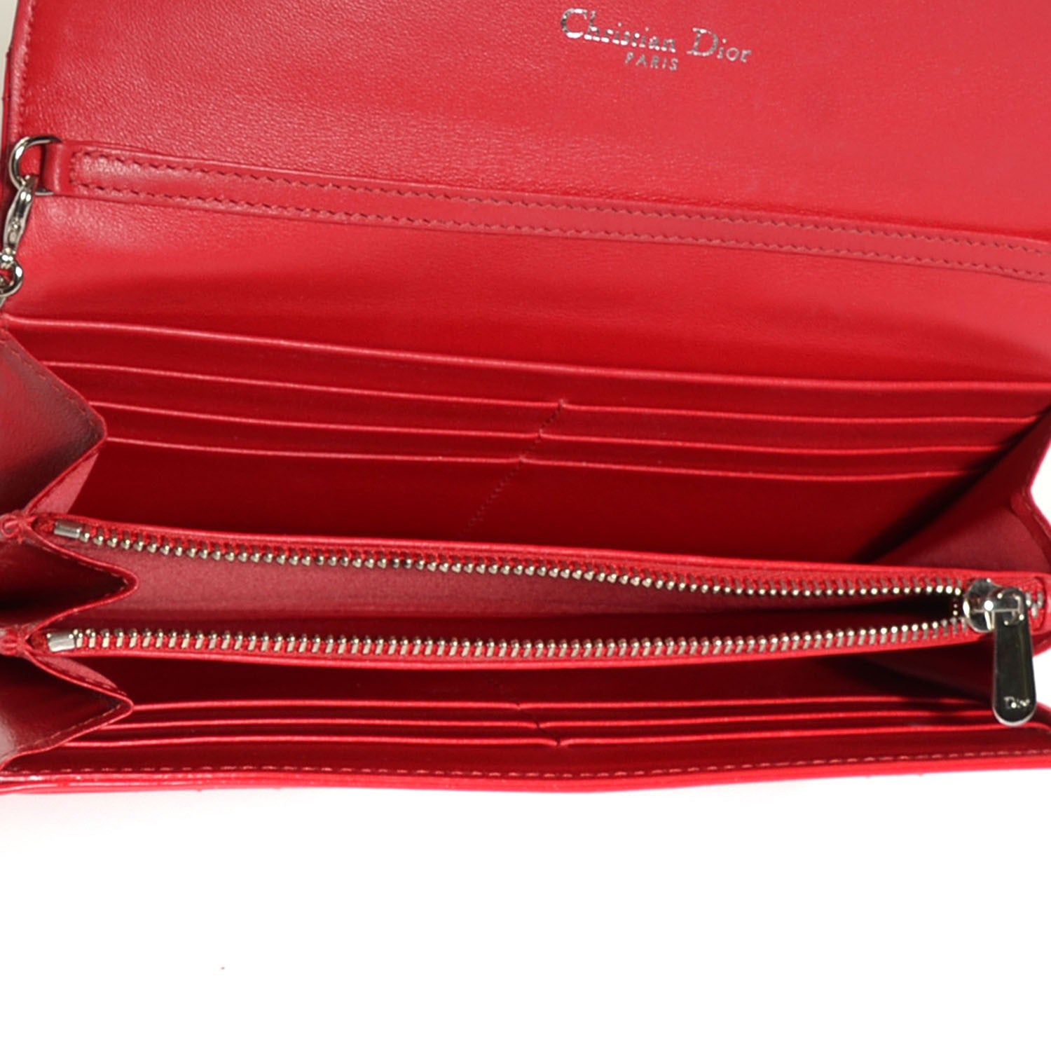 Christian Dior Patent Cannage Miss Dior Chain Wallet Red 5 of 7