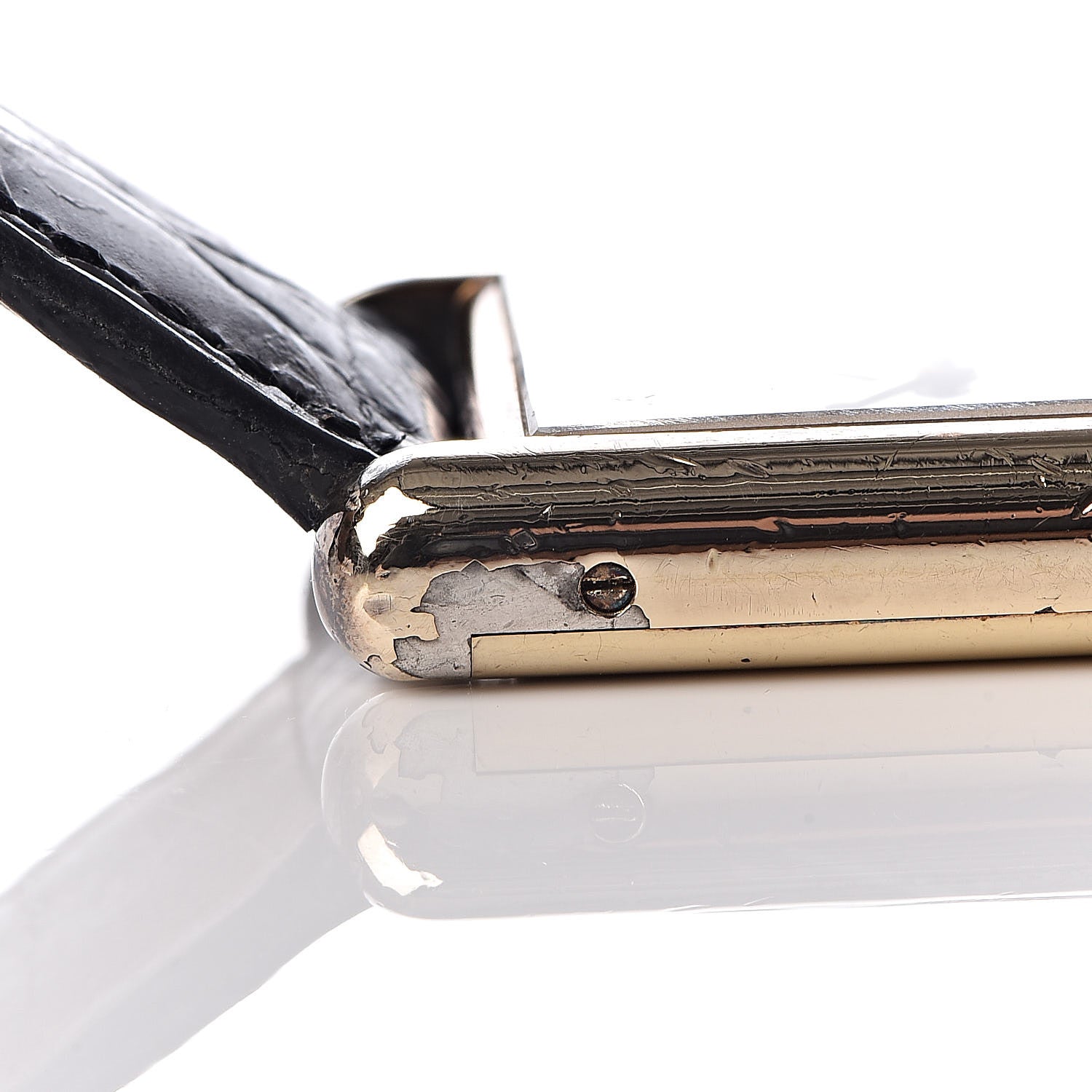 Cartier Sterling Silver Vermeil Alligator 23mm Must de Cartier Tank Quartz Watch Black 13 of 16
