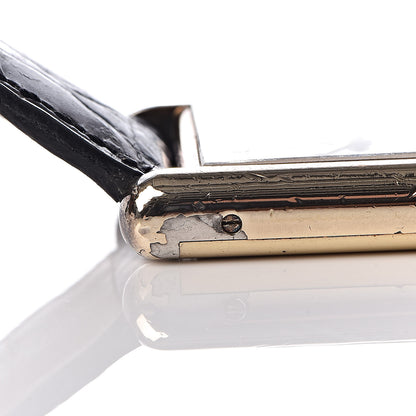 Cartier Sterling Silver Vermeil Alligator 23mm Must de Cartier Tank Quartz Watch Black 13 of 16