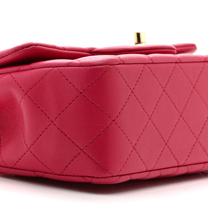 Chanel Lambskin Quilted Mini Top Handle Rectangular Flap Dark Pink 9 of 10