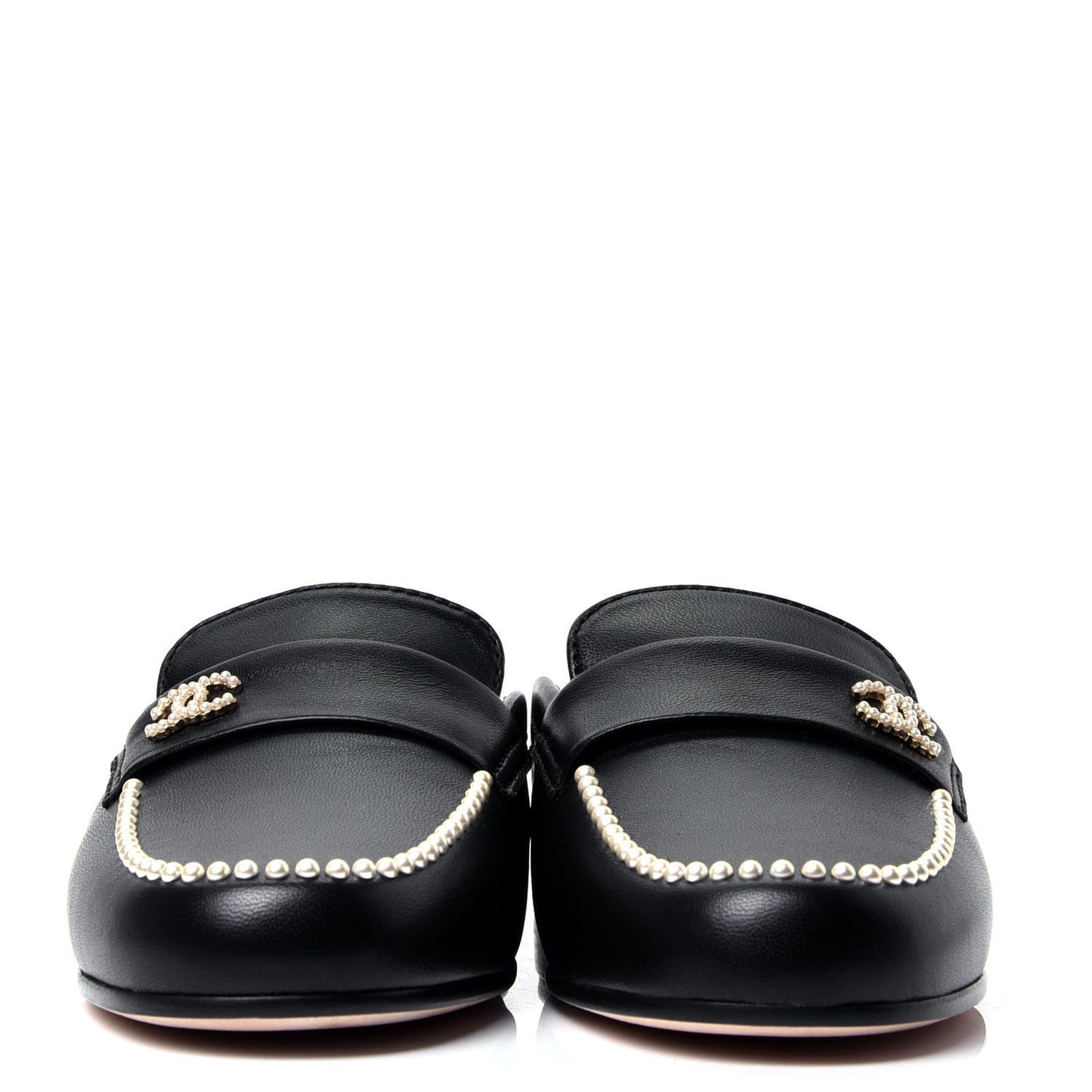 Lambskin Pearl CC Mules 37 Black