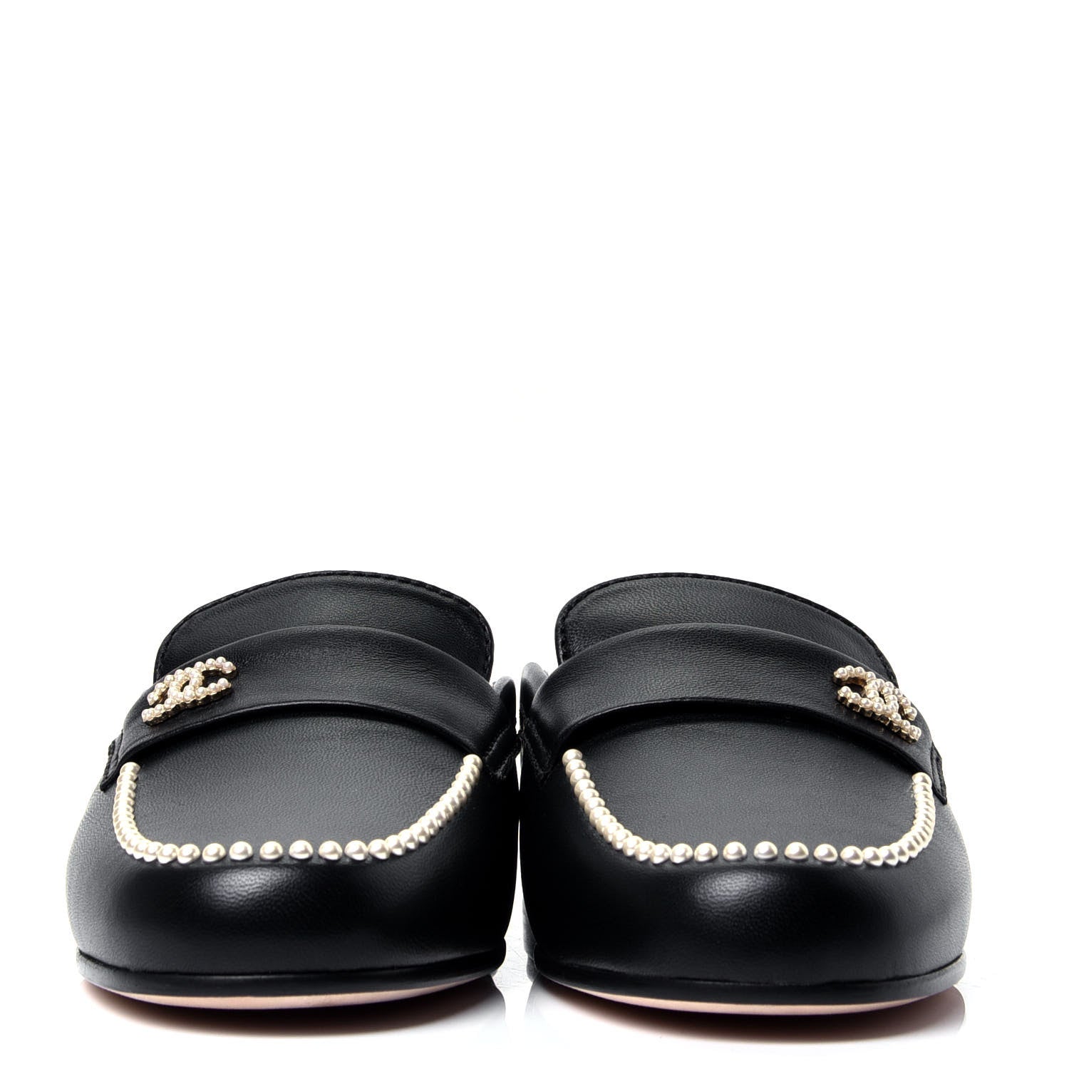 Chanel Lambskin Pearl CC Mules 37 Black 2 of 11