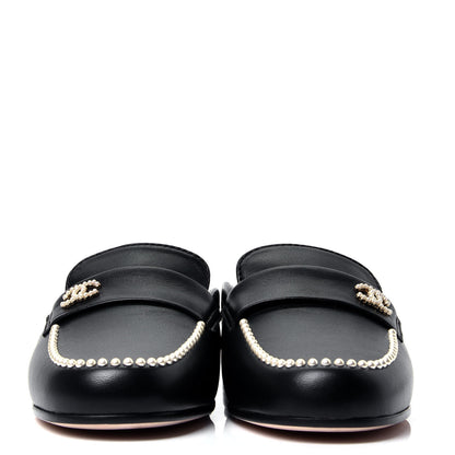 Chanel Lambskin Pearl CC Mules 37 Black 2 of 11