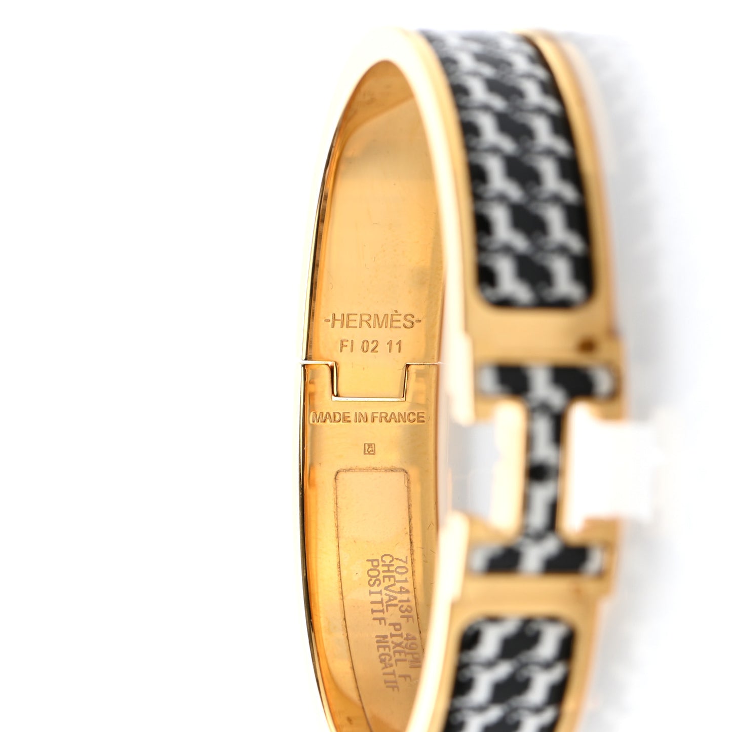 Enamel Cheval Pixel Clic Clac H Bracelet PM Black White