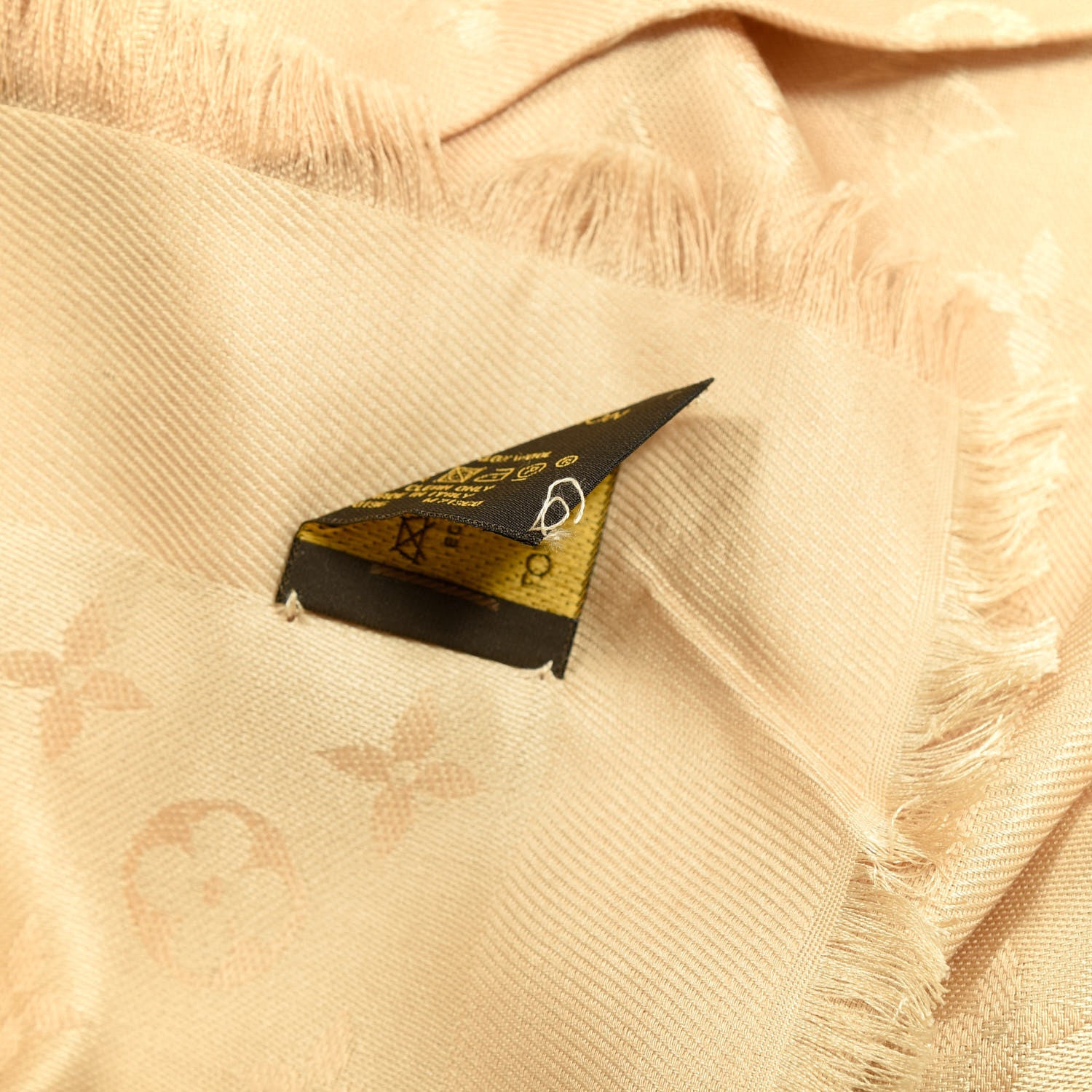 Louis Vuitton Silk Wool Monogram Shawl Natural 3 of 5