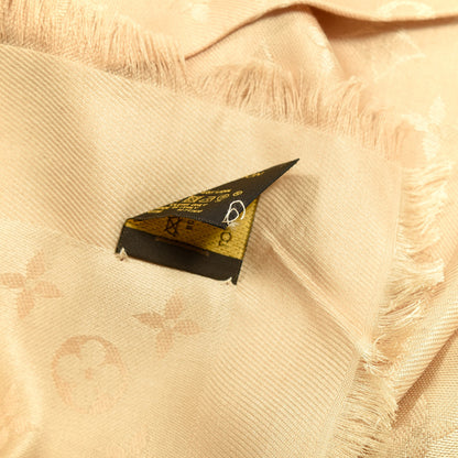 Louis Vuitton Silk Wool Monogram Shawl Natural 3 of 5