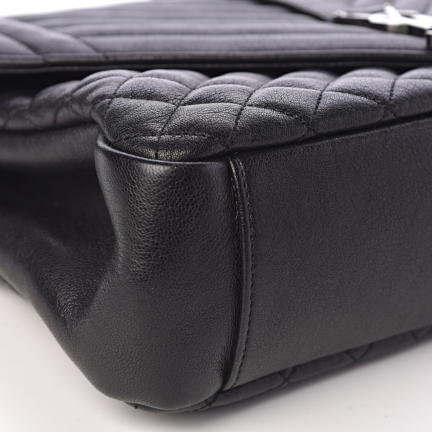 Saint Laurent Calfskin Mixed Matelasse Triquilt Large Monogram Satchel Black 8 of 10