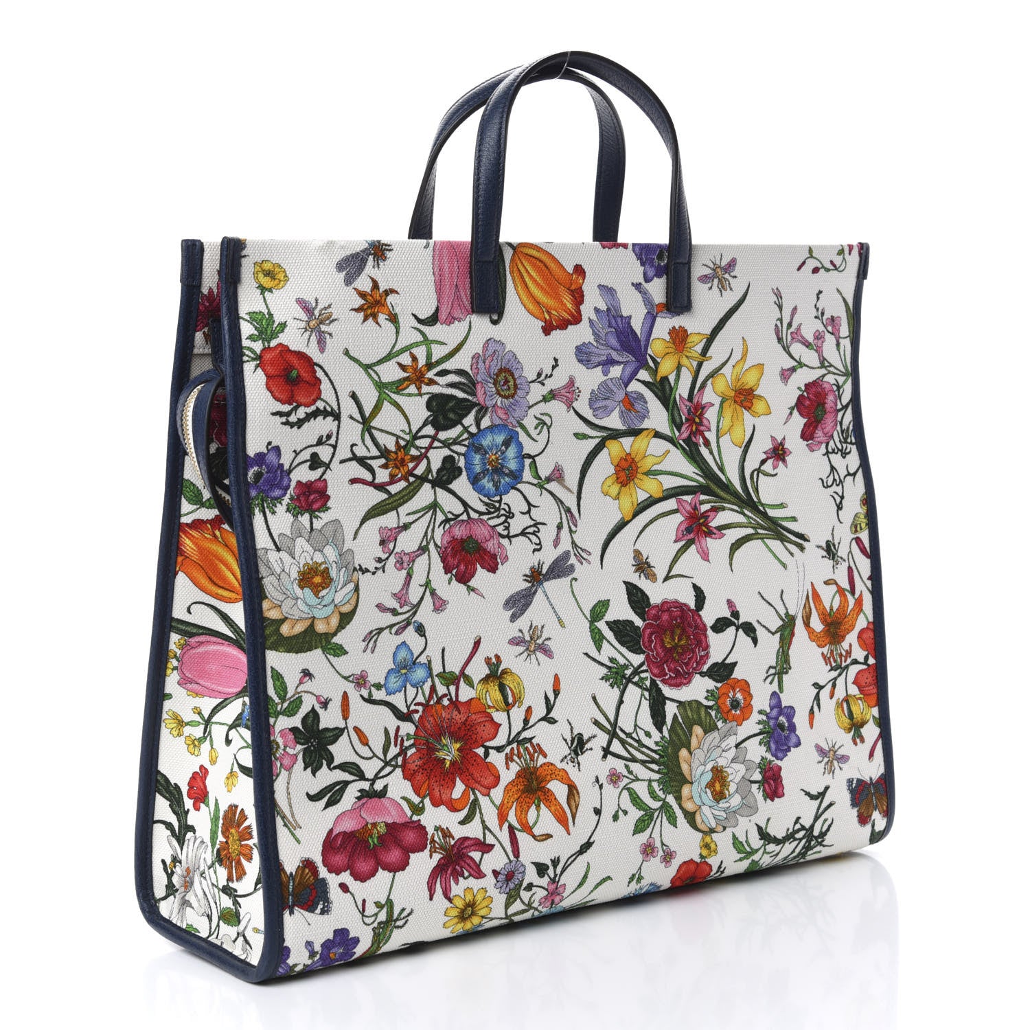 Gucci Canvas Large Flora Tote Navy Multicolor 2 of 10