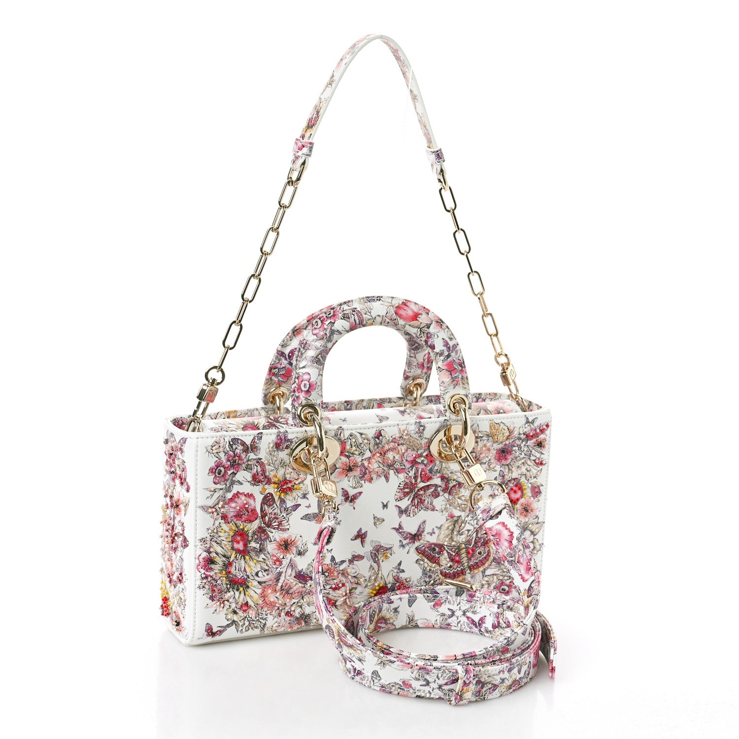 Christian Dior Calfskin Embroidered Butterfly Printed Lady D-Joy Multicolor 3 of 9
