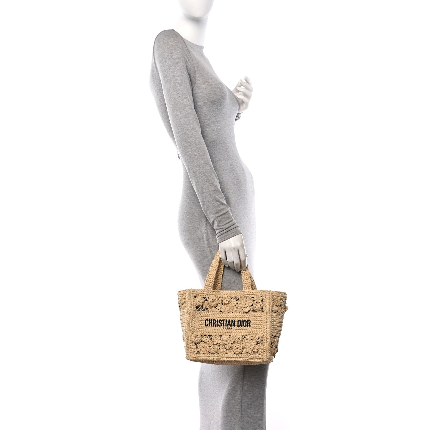 Woven Raffia Floral Embellished Small Book Tote Natural