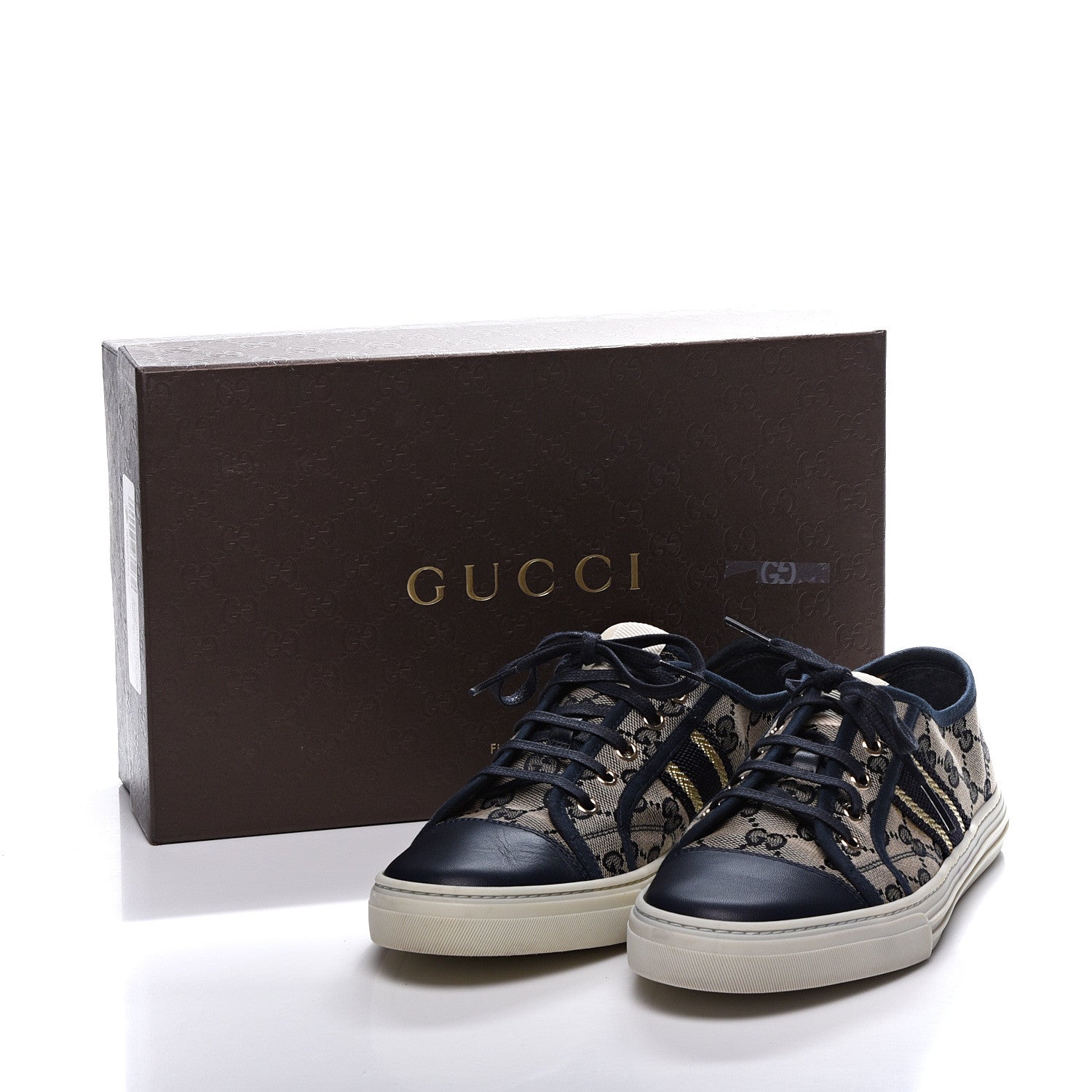 Gucci Monogram Web Sneakers 39.5 Navy Blue 10 of 10