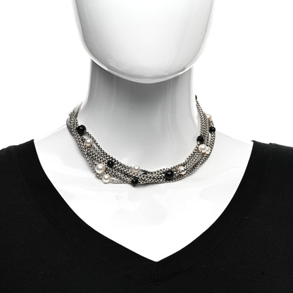 David Yurman Sterling Silver 18K Yellow Gold Pearl Black Onyx Multi Strand Necklace 2 of 4