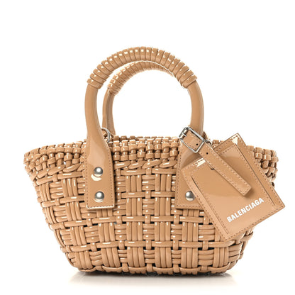 Balenciaga Faux Calfskin Braided Varnished XXS Bistro Basket Beige 1 of 8