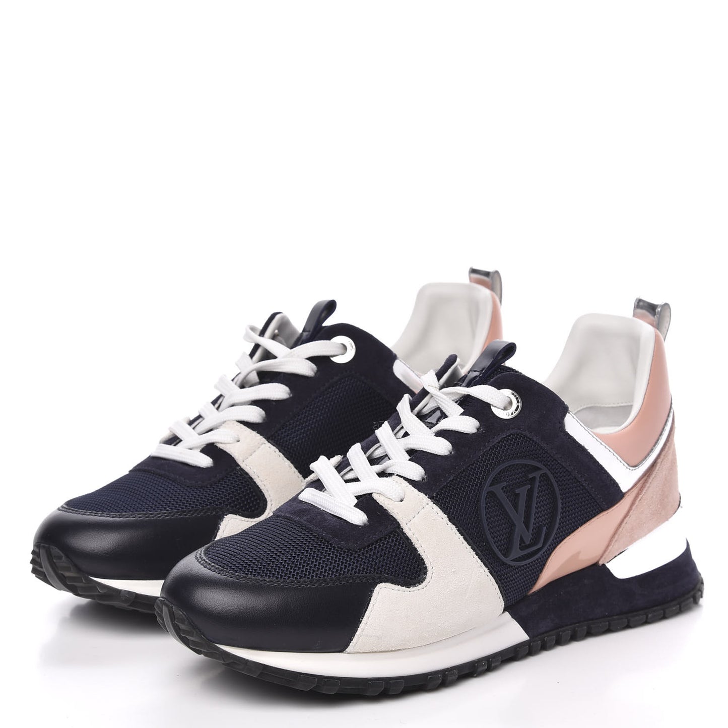 Suede Calfskin Run Away Sneakers 37 Blue Pink White
