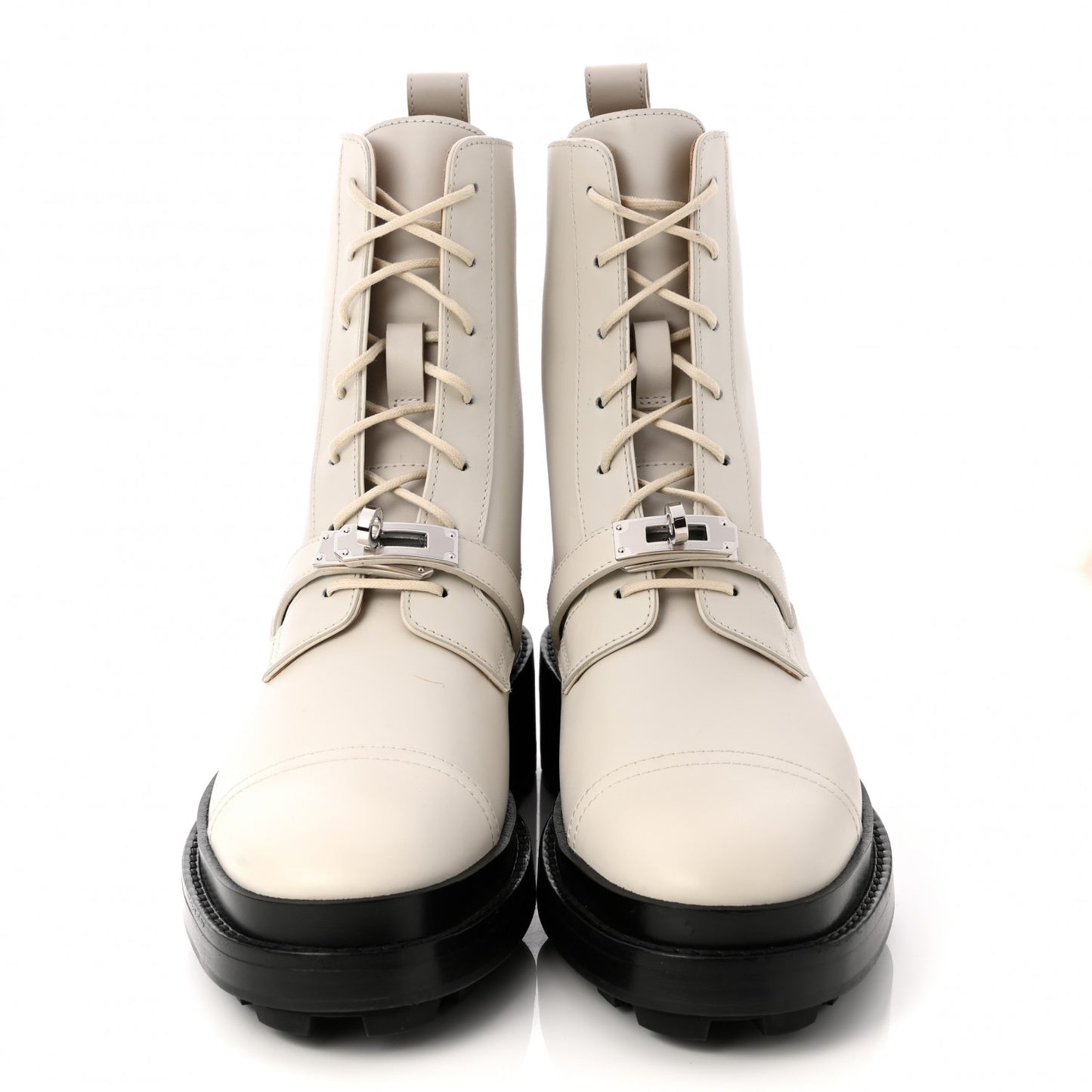 Glossed Calfskin Funk Ankle Boots 37.5 Beige Glaise