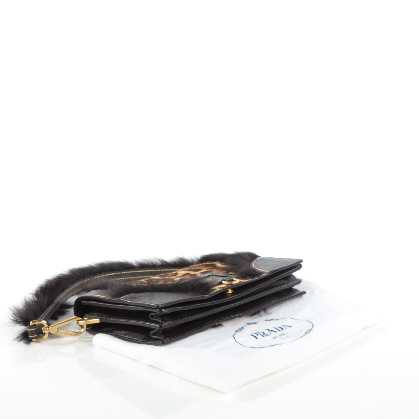 Calf Hair Leopard Print Shoulder Bag Avorio