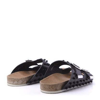 Givenchy Calfskin Crystal Embellished Mens Double Buckle Slide Sandals 42 Black 4 of 9