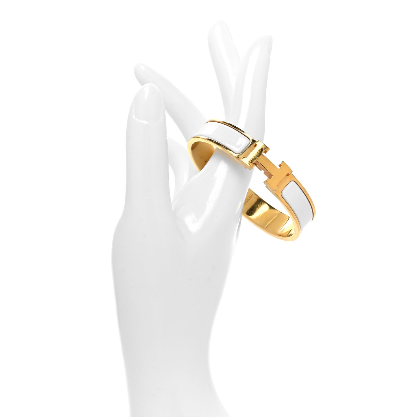 Enamel Narrow Clic Clac H Bracelet PM White