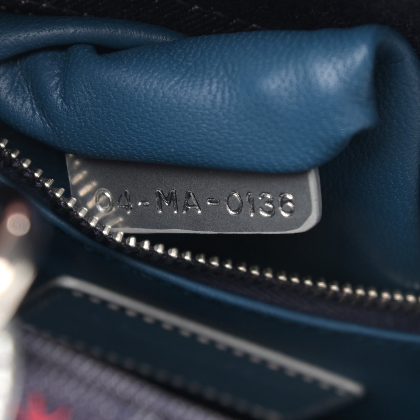 Denim Cannage Floral Embroidered Mini Lady Dior Blue