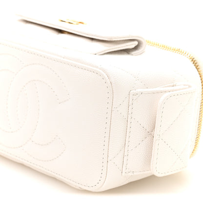 Chanel Caviar Quilted Polly Pocket East West Top Vanity With Chain White 9 of 11