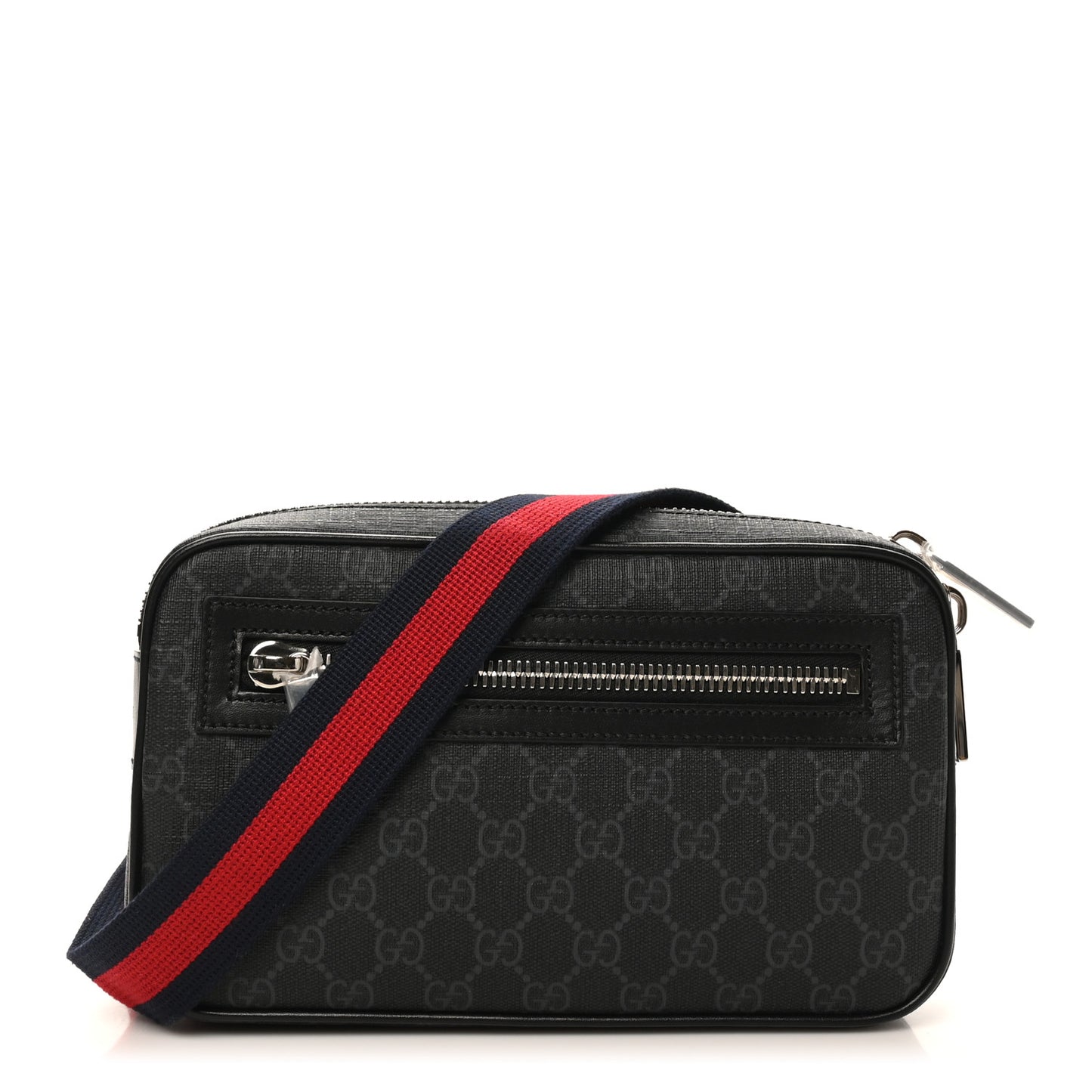 Soft GG Supreme Monogram Web Belt Bag Black Grey