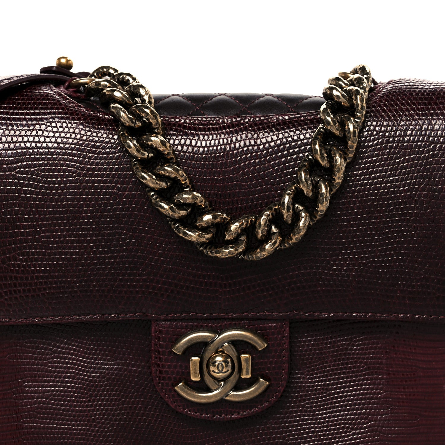 Chanel Lizard Lambskin Quilted Large Perfect Edge Flap Burgundy 8 of 10