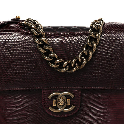 Chanel Lizard Lambskin Quilted Large Perfect Edge Flap Burgundy 8 of 10
