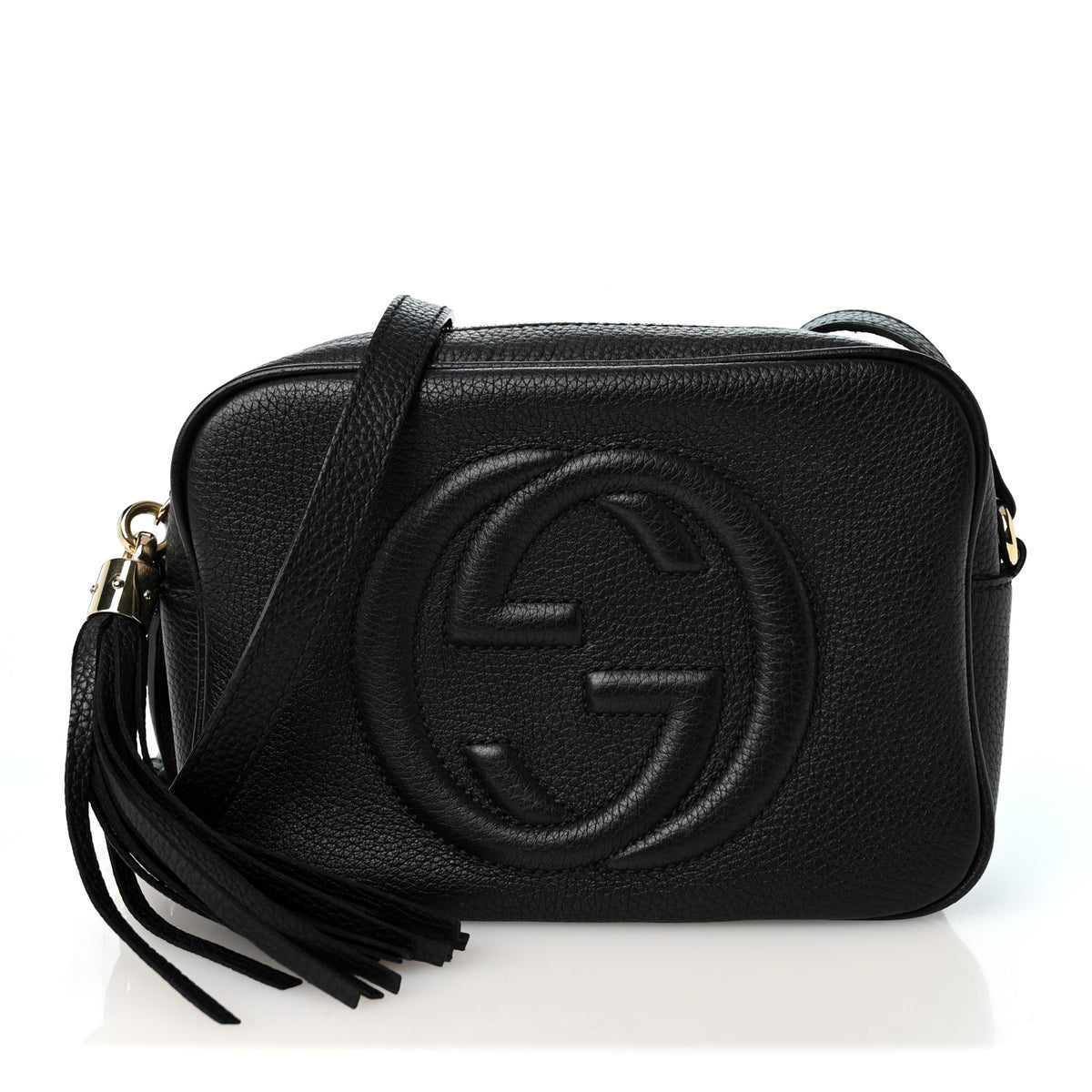 Pebbled Calfskin Small Soho Disco Bag Black