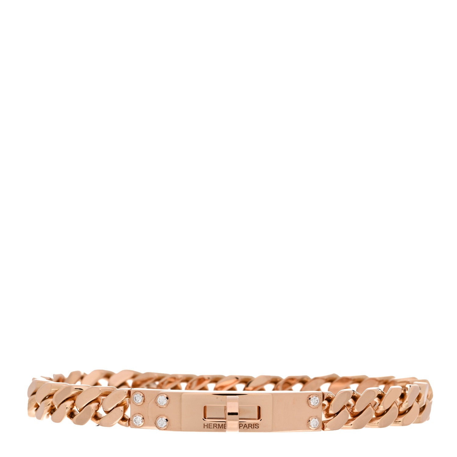 Hermes 18K Rose Gold Diamond PM Kelly Chaine Bracelet SH 1 of 4