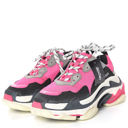 Balenciaga Fabric Mesh Womens Triple S Sneakers 35 Fluo Pink Grey White 3 of 10
