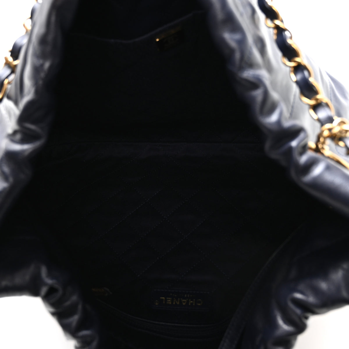 Chanel Shiny Calfskin Quilted Chanel 22 Navy Blue 6 of 11