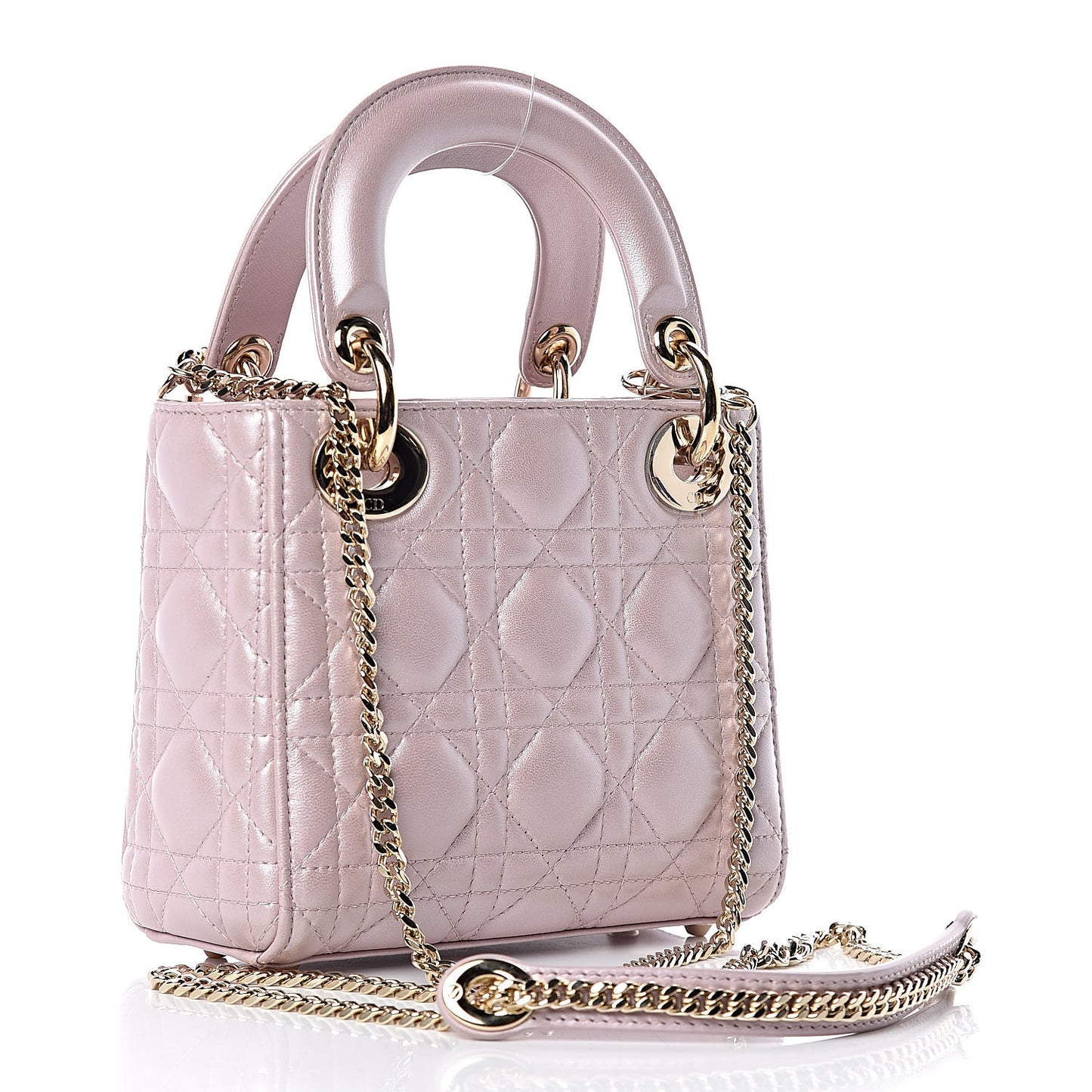 Metallic Lambskin Cannage Mini Lady Dior Lotus
