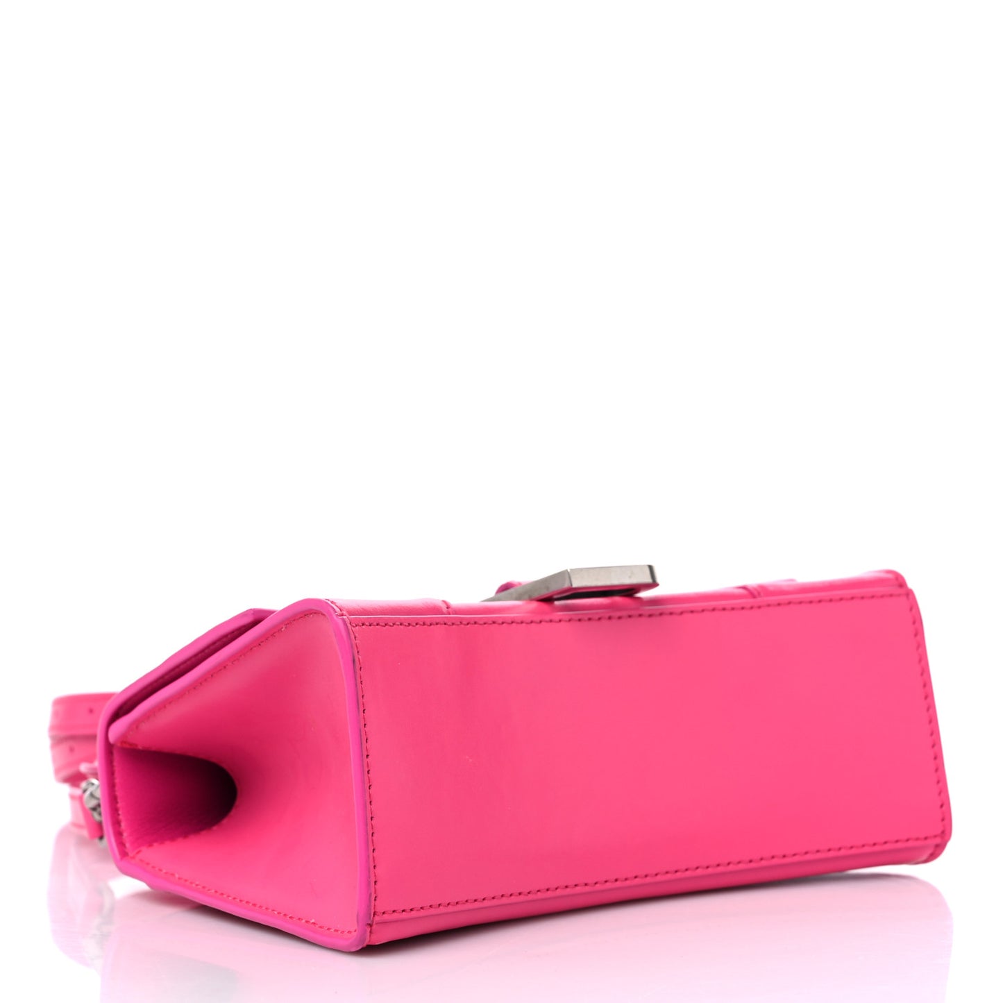 Shiny Box Calfskin Hourglass Top Handle Bag XS Acid Fuchsia