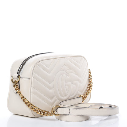 Gucci Calfskin Matelasse Small GG Marmont Chain Shoulder Bag White 3 of 11