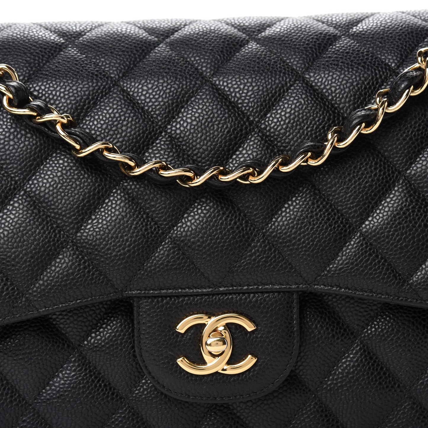 Caviar Quilted Jumbo Double Flap Black