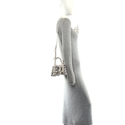 Balenciaga Smooth Calfskin Graffiti Hourglass Top Handle Bag XS White Black 2 of 15