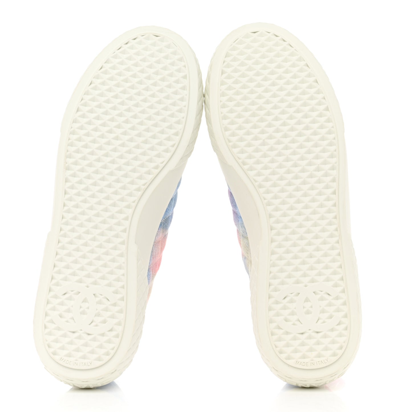 Printed Fabric Quilted Sneakers 36.5 Green Pink Blue