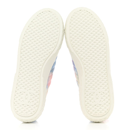 Chanel Printed Fabric Quilted Sneakers 36.5 Green Pink Blue 5 of 9