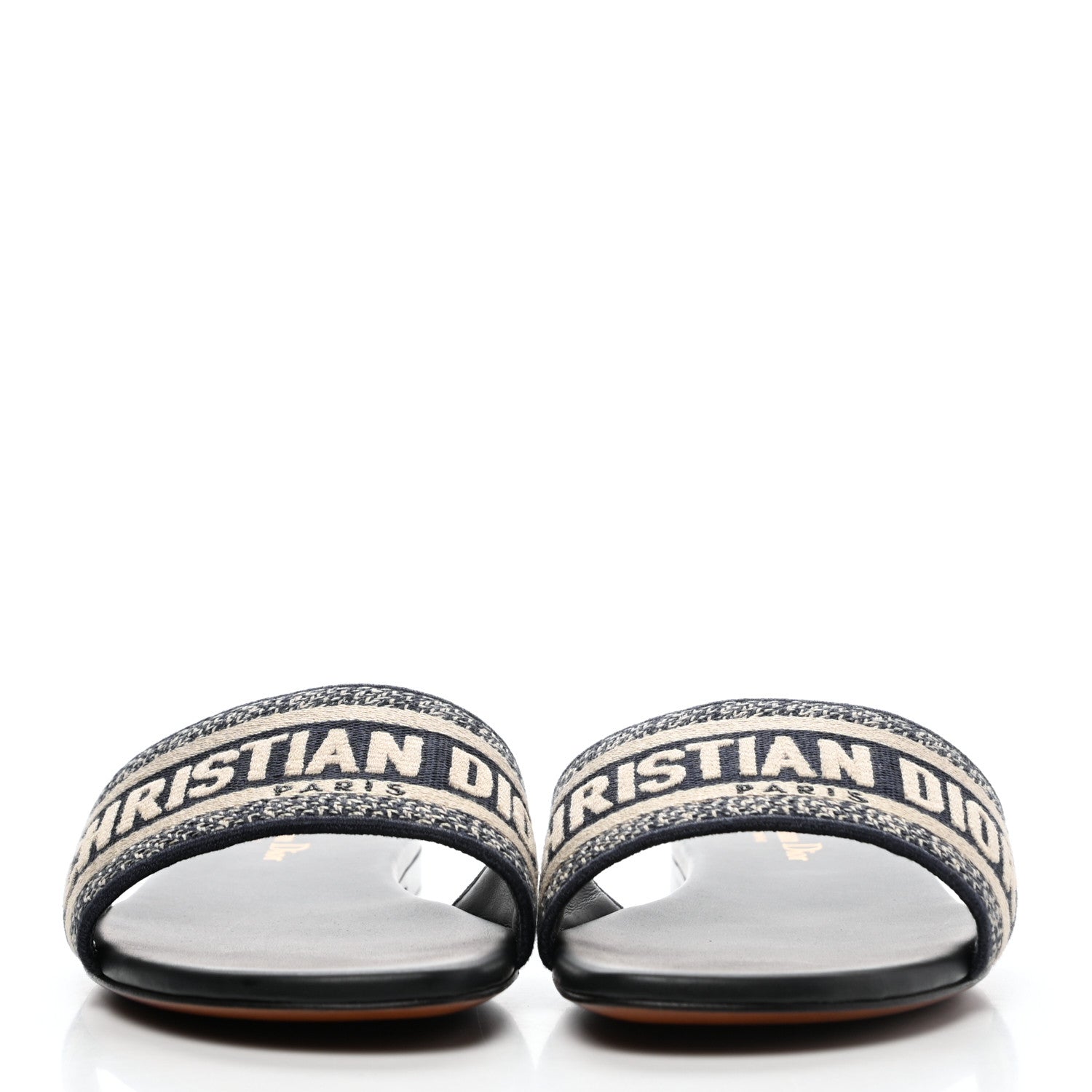 Christian Dior Canvas Embroidered Dway Mules Slide Sandals 37 Deep Blue 2 of 8