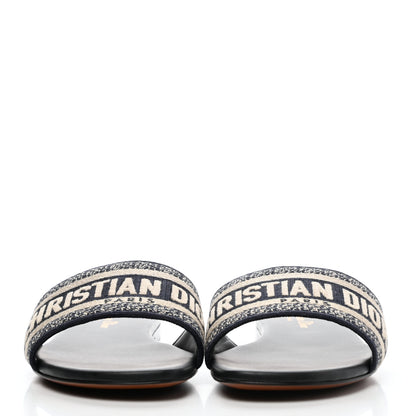 Christian Dior Canvas Embroidered Dway Mules Slide Sandals 37 Deep Blue 2 of 8