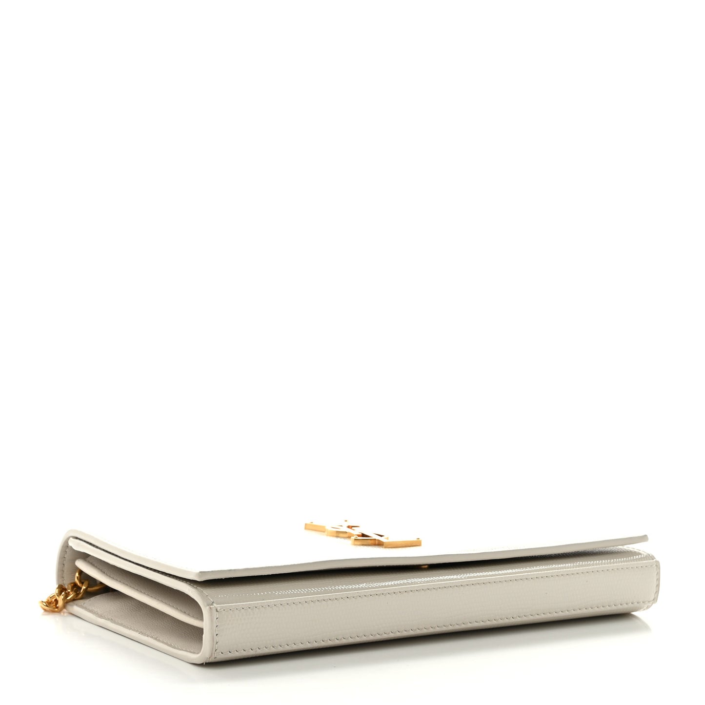 Calfskin Lizard Embossed Cassandre Wallet On Chain WOC Crema Soft