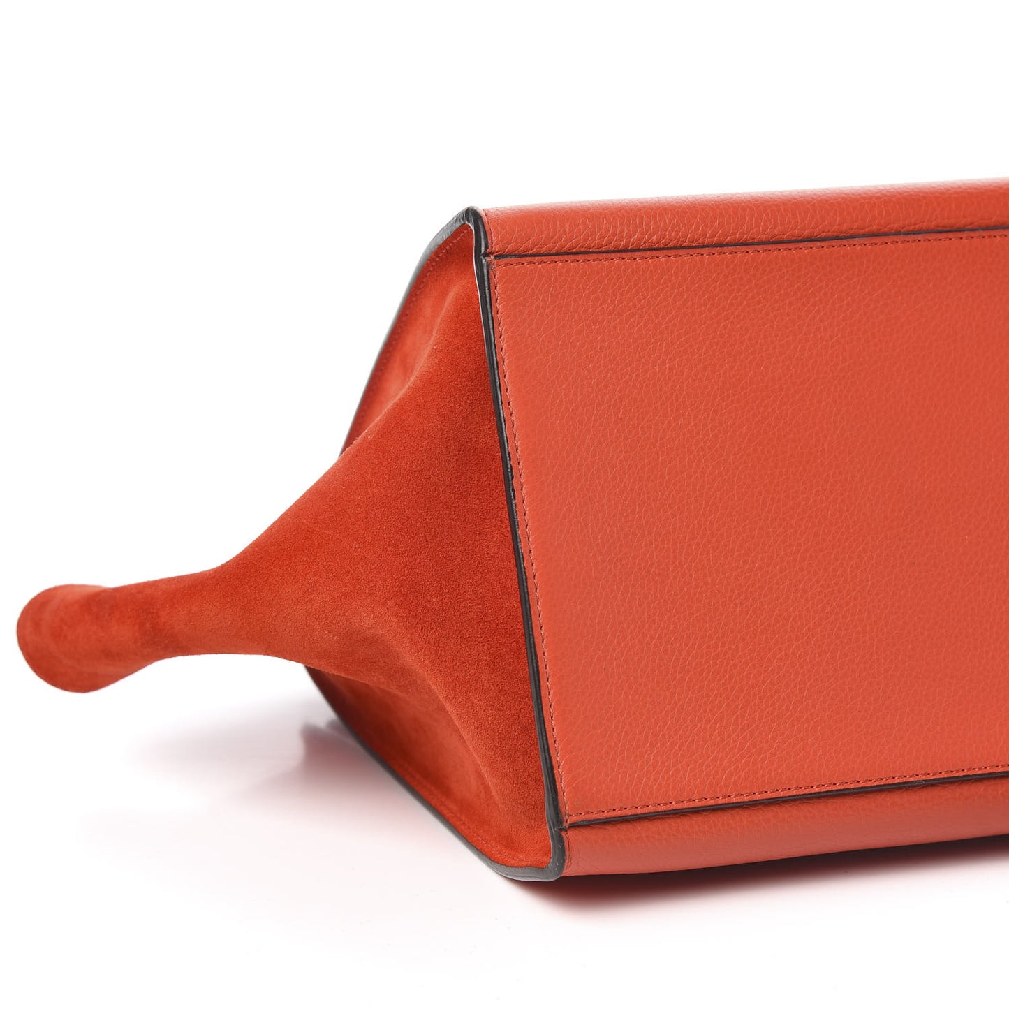 Drummed Calfskin Suede Medium Trapeze Vermillion