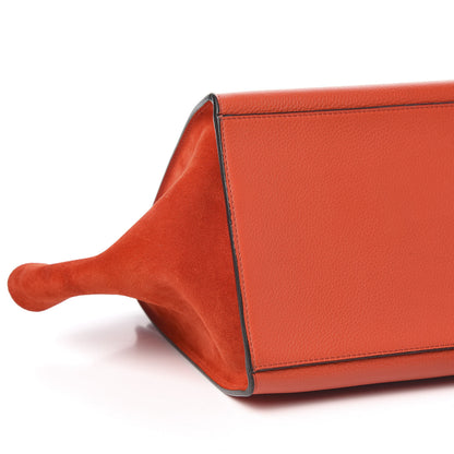 Celine Drummed Calfskin Suede Medium Trapeze Vermillion 8 of 10