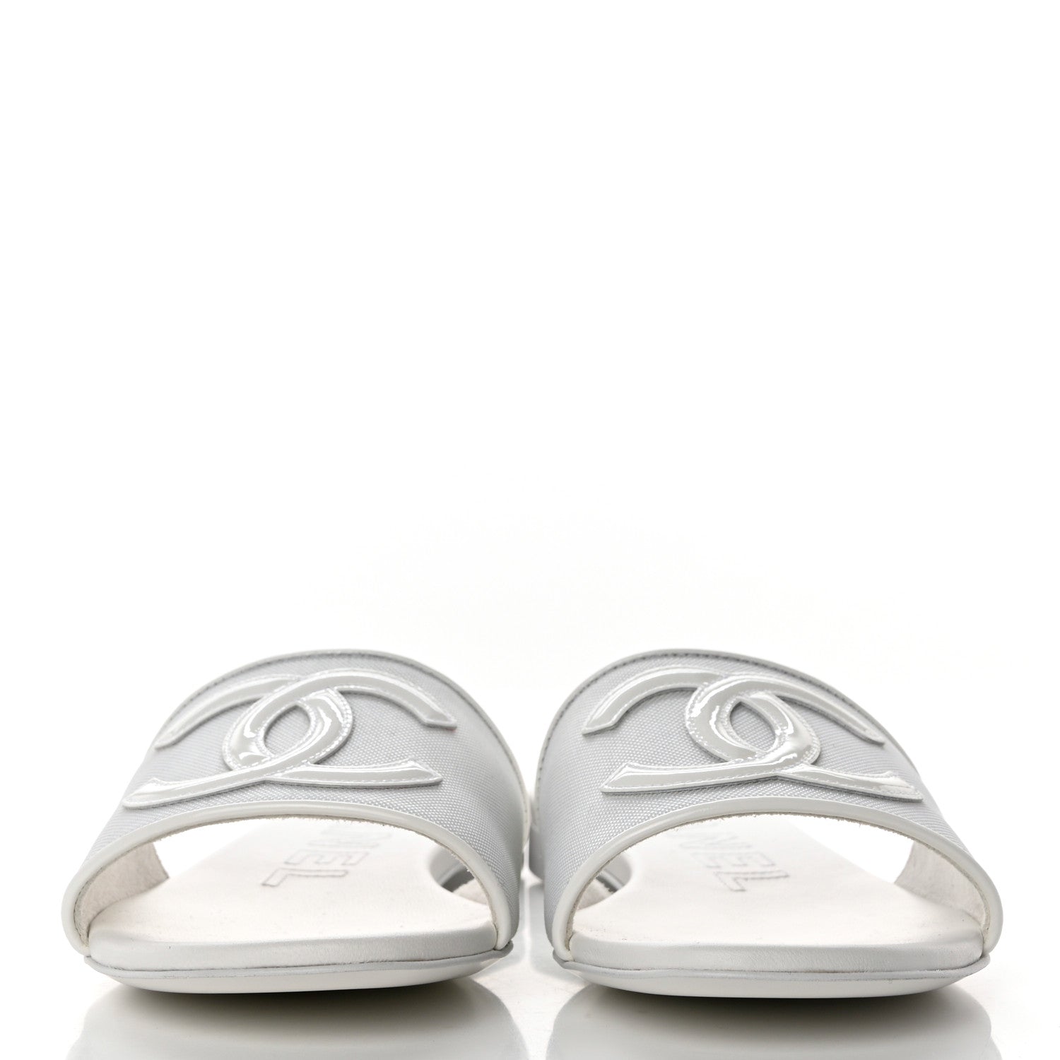 Chanel Mesh Patent Calfskin CC Mules 37 White 2 of 9