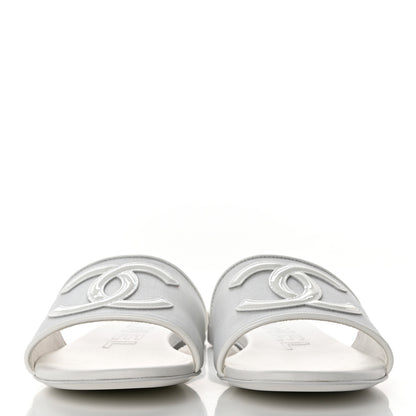 Chanel Mesh Patent Calfskin CC Mules 37 White 2 of 9